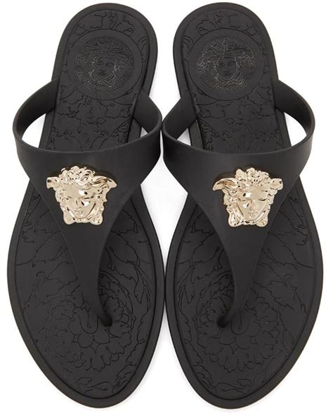 versace medusa flip flops black|Versace Medusa shoes.